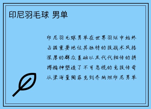 印尼羽毛球 男单